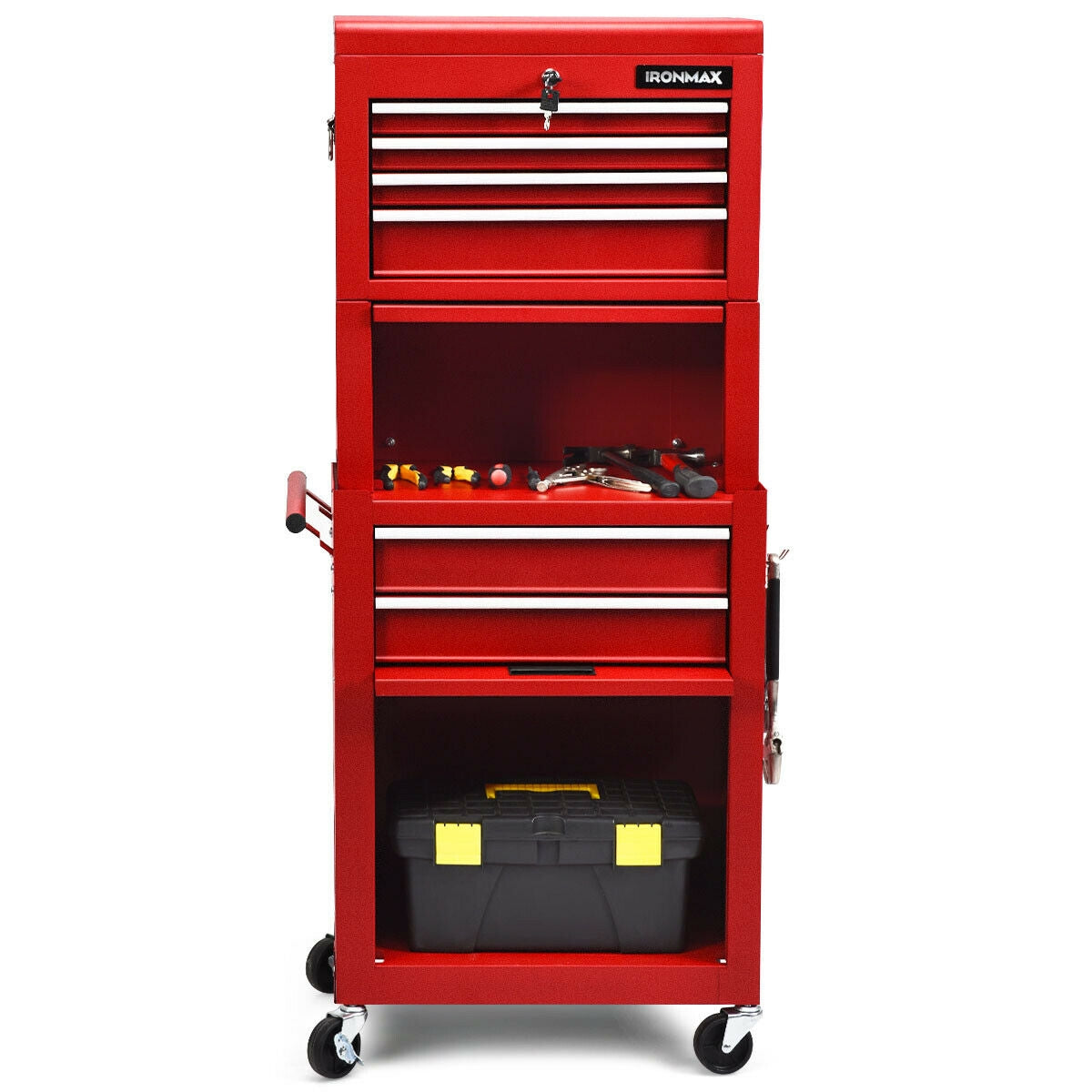 6-Drawer Tool Chest with Heightening Cabinet-RedÂ