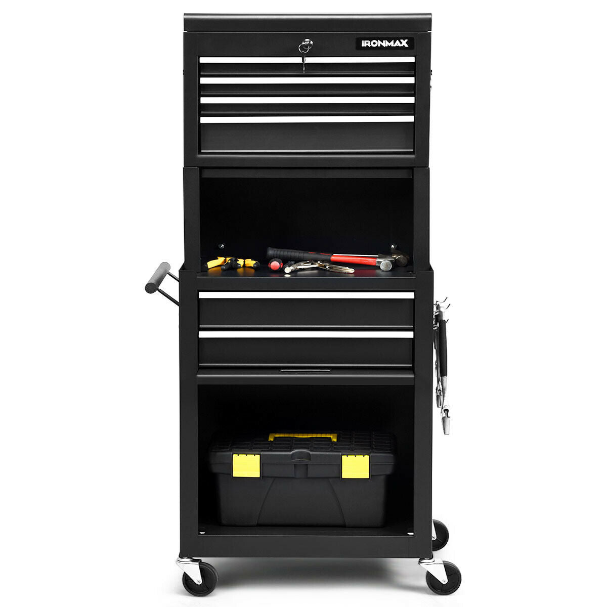 6-Drawer Tool Chest with Heightening Cabinet-BlackÂ