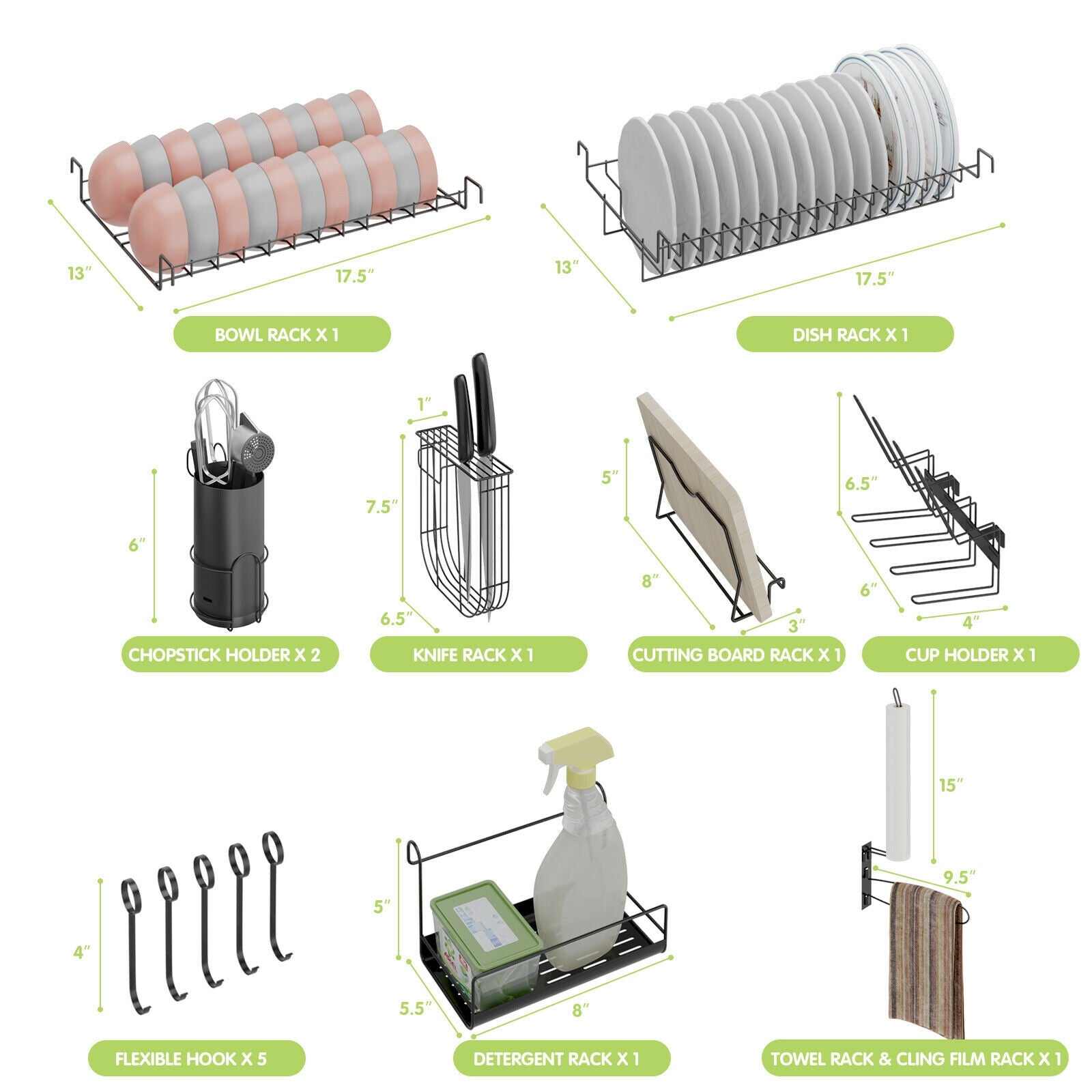 Adjustable Dish Drainer Kitchen OrganizerÂ