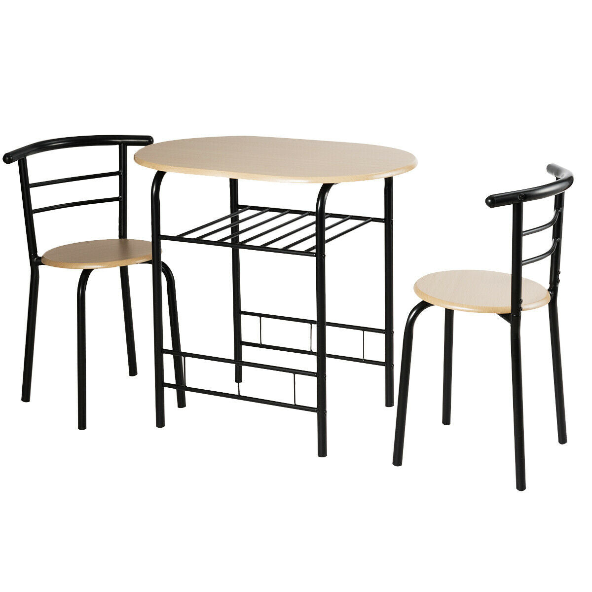 Home Kitchen 3 pcs Bistro Pub Dining Table 2 Chairs Set-NaturalÂ