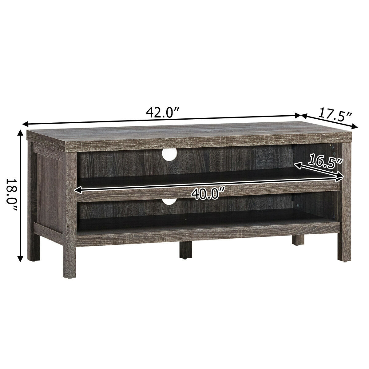 3-Tier TV Stand Console Cabinet for TV's up to 45 Inch with Storage Shelves-GrayÂ