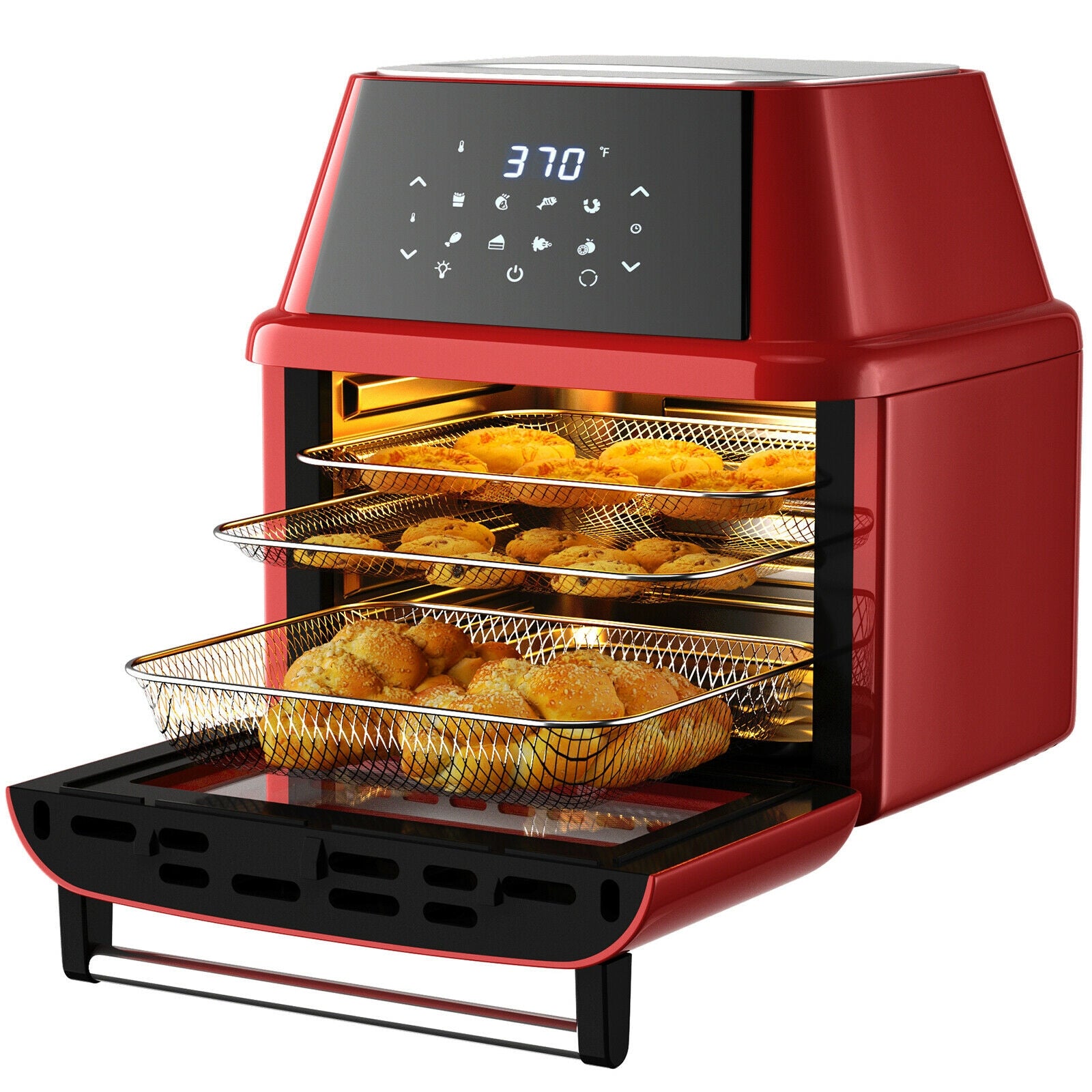 19 qt Multi-functional Air Fryer Oven 1800 W Dehydrator Rotisserie-RedÂ