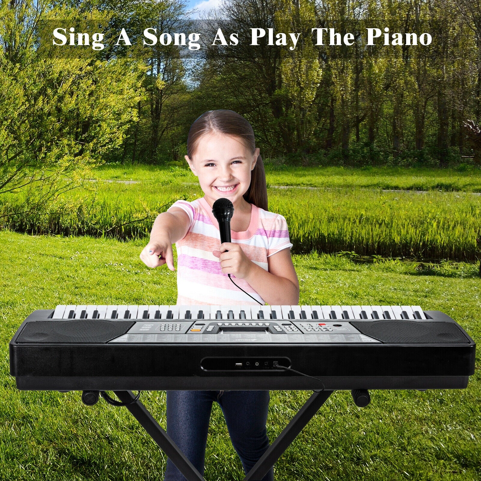 61 Key Electronic Keyboard Piano Set with Stand Bench HeadphonesÂ