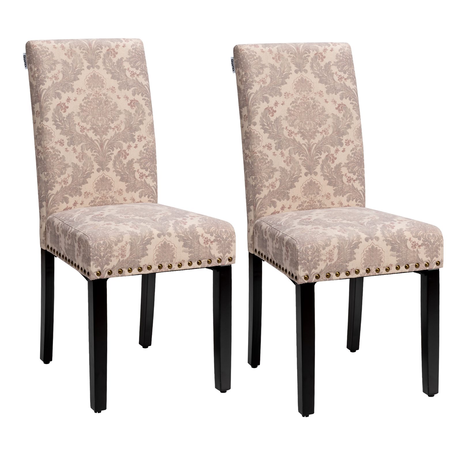 Set of 2 Fabric Upholstered Dining Chairs with Nailhead-PinkÂ
