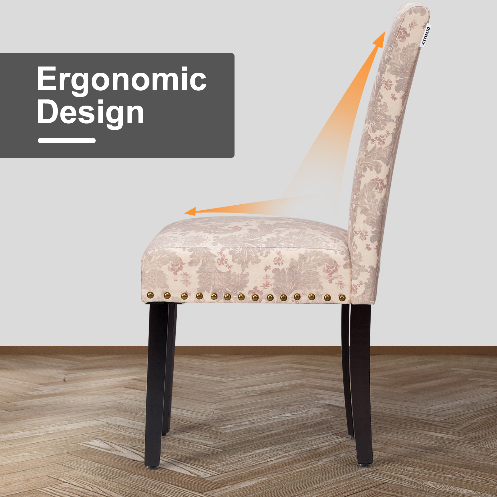 Set of 2 Fabric Upholstered Dining Chairs with Nailhead-PinkÂ