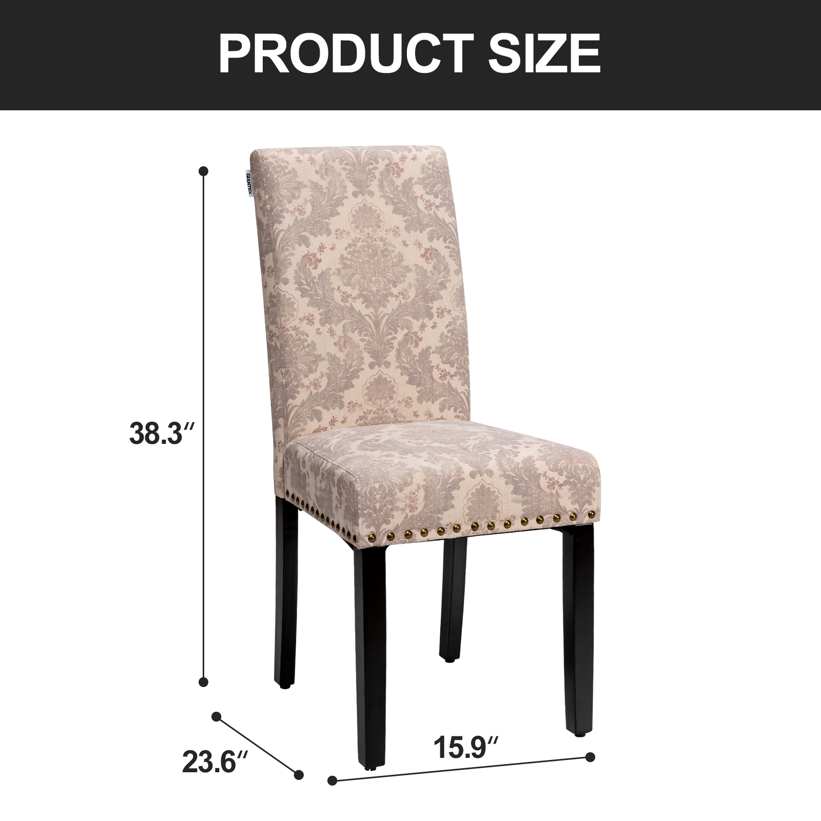 Set of 2 Fabric Upholstered Dining Chairs with Nailhead-PinkÂ