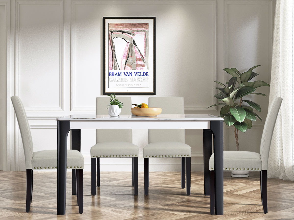 Set of 2 Fabric Upholstered Dining Chairs with Nailhead-Light SageÂ