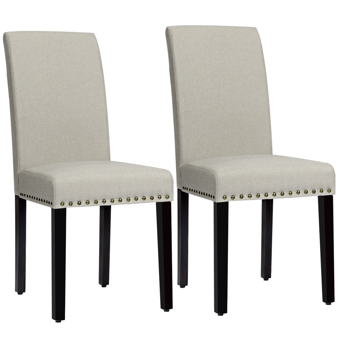 Set of 2 Fabric Upholstered Dining Chairs with Nailhead-Light SageÂ
