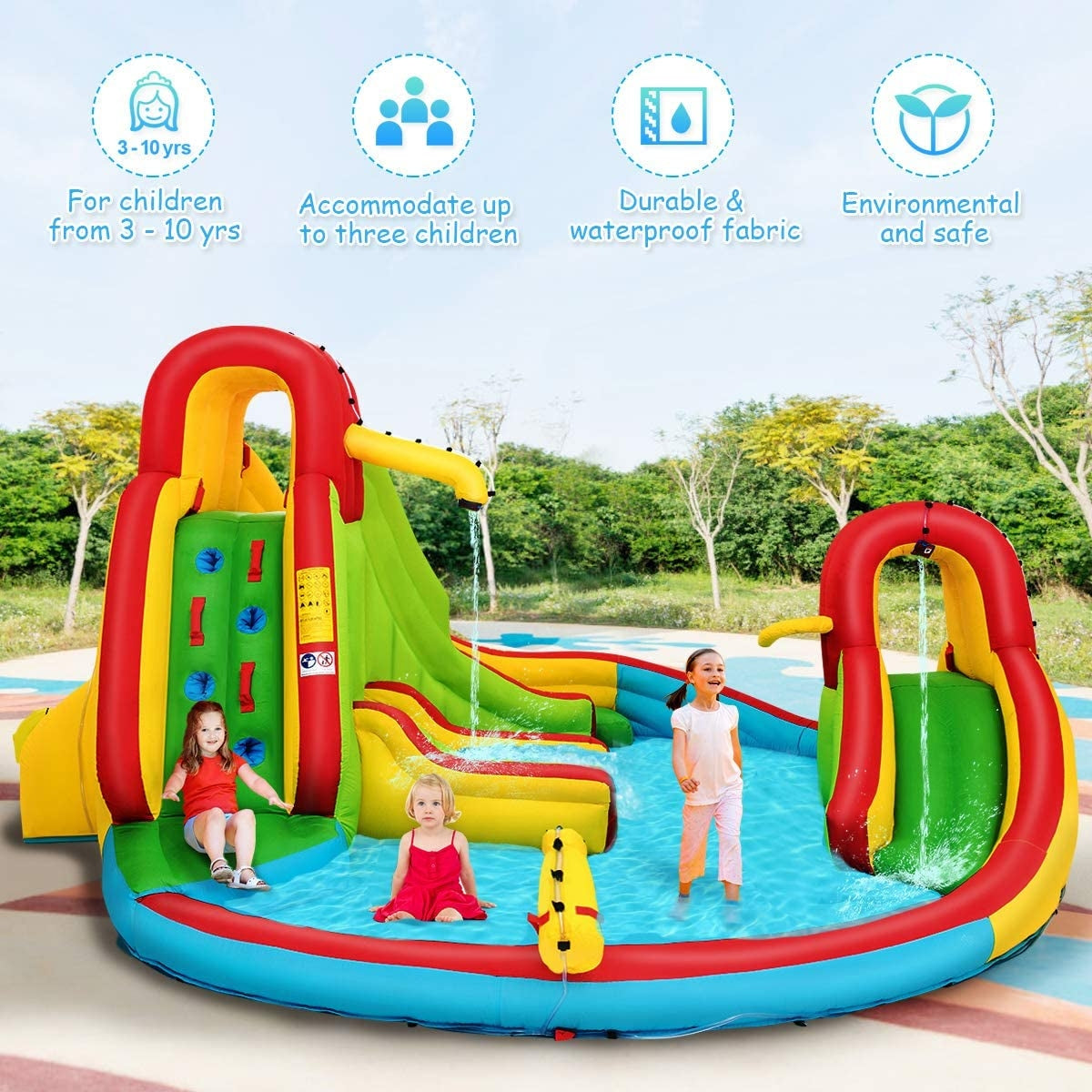 Kids Gift Inflatable Water Slide Bounce Park with 480 W BlowerÂ