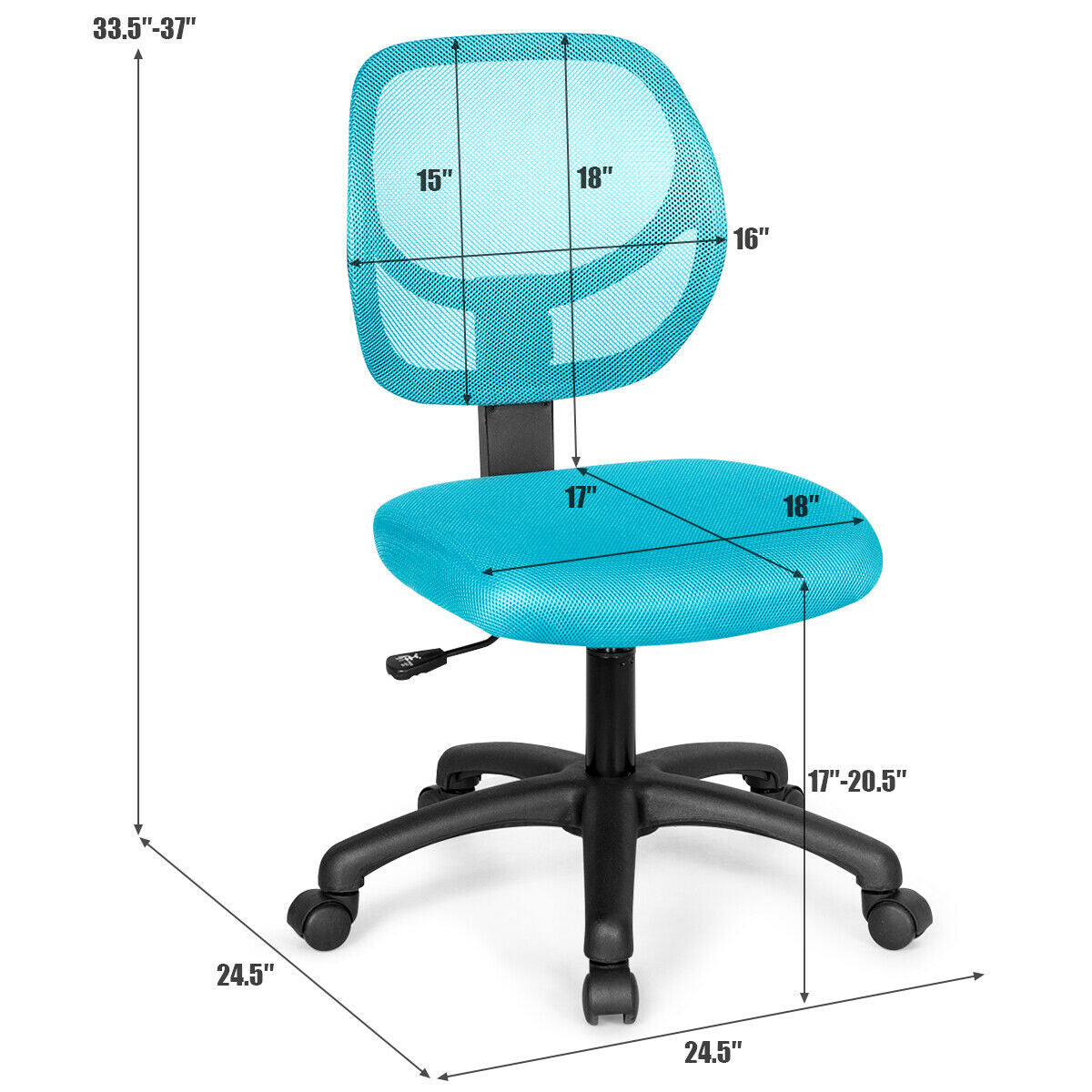 Low-back Computer Task Office Desk Chair with Swivel Casters-GreenÂ