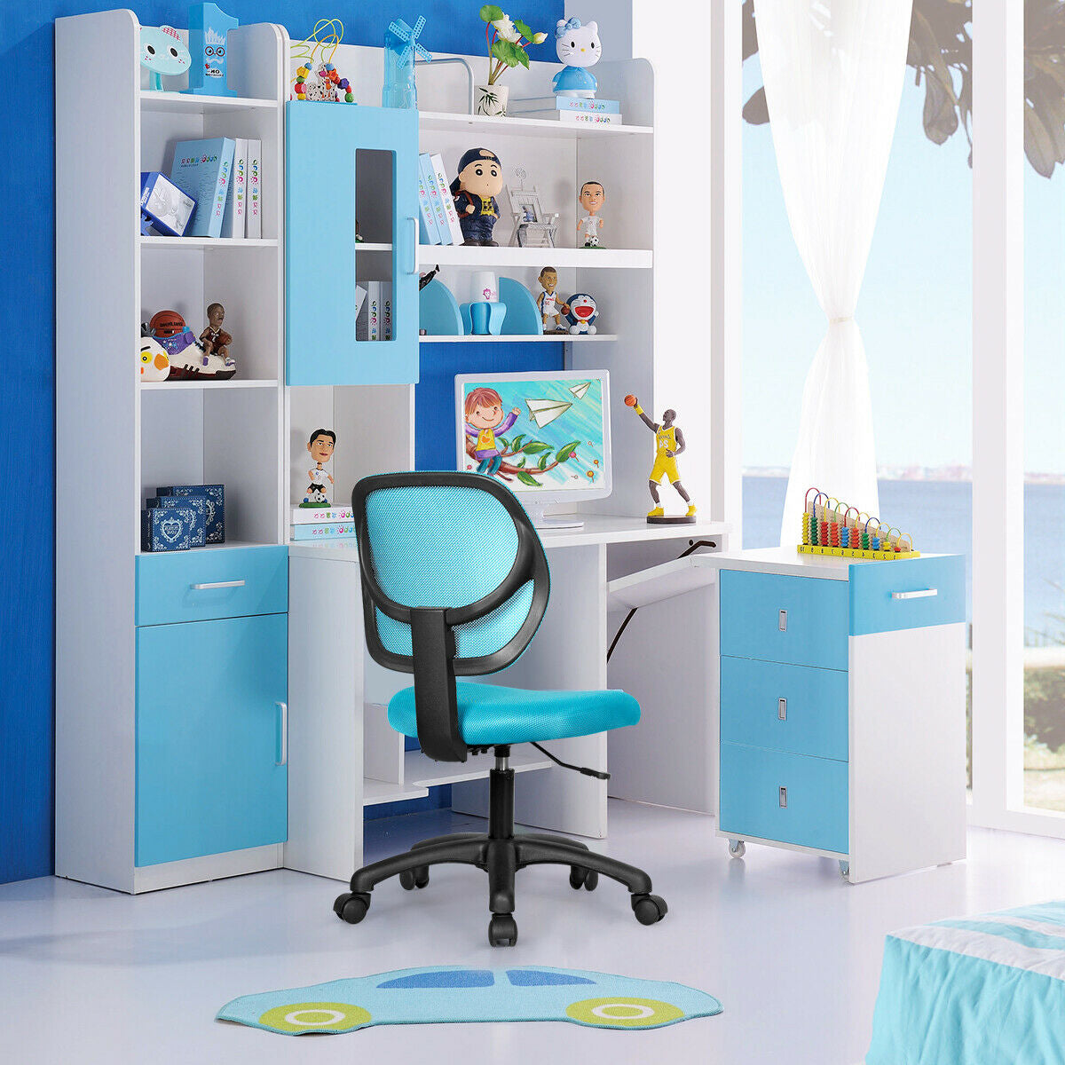 Low-back Computer Task Office Desk Chair with Swivel Casters-GreenÂ