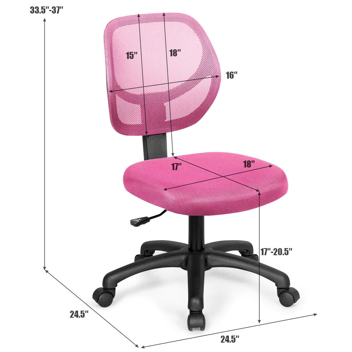 Low-back Computer Task Office Desk Chair with Swivel Casters-PinkÂ