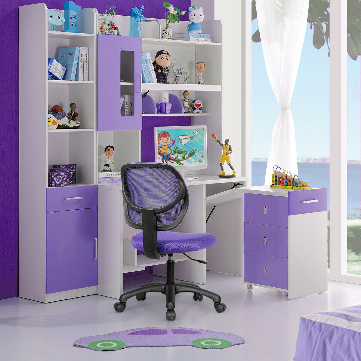 Low-back Computer Task Office Desk Chair with Swivel Casters-PurpleÂ