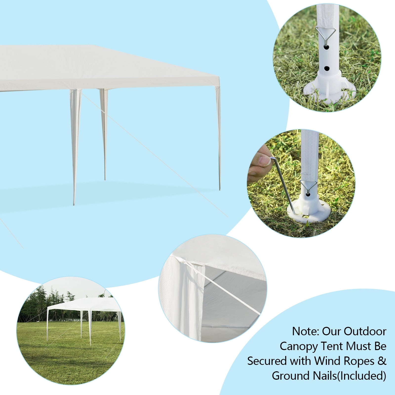 10 x 30 Feet Gazebo Canopy Tent with Connection Stakes and Wind RopesÂ