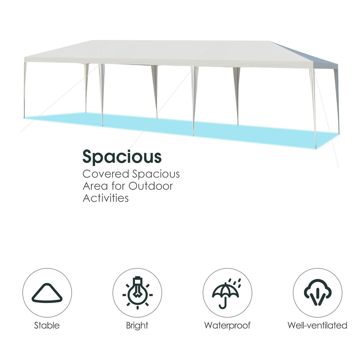 10 x 30 Feet Gazebo Canopy Tent with Connection Stakes and Wind RopesÂ
