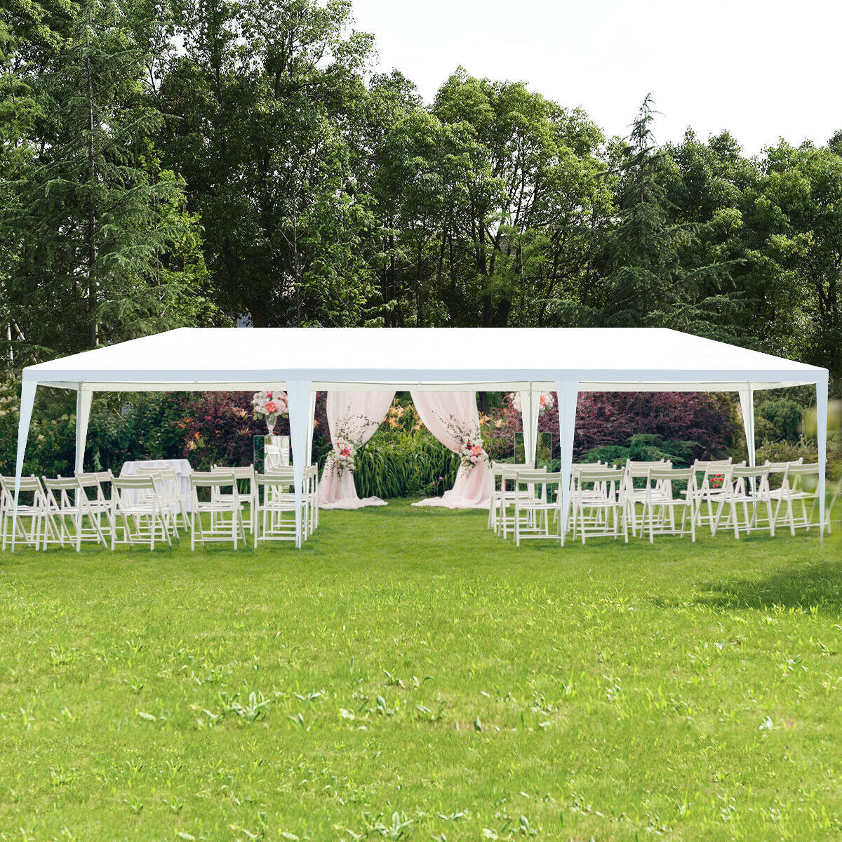 10 x 30 Feet Gazebo Canopy Tent with Connection Stakes and Wind RopesÂ