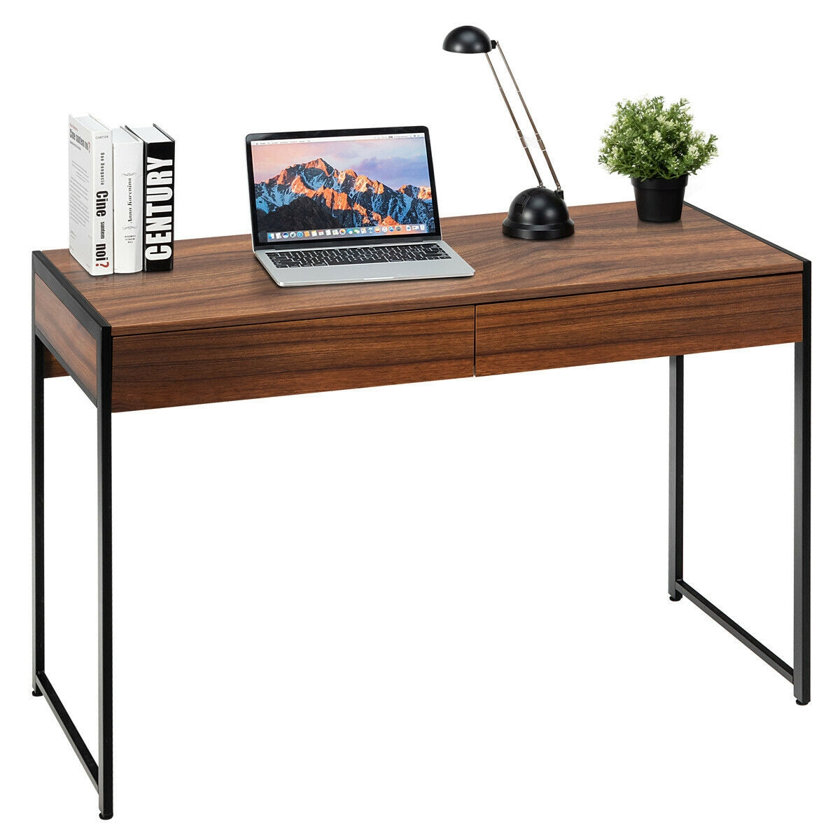 2-Drawer Computer Desk Study Table Home Office Writing Workstation-BrownÂ