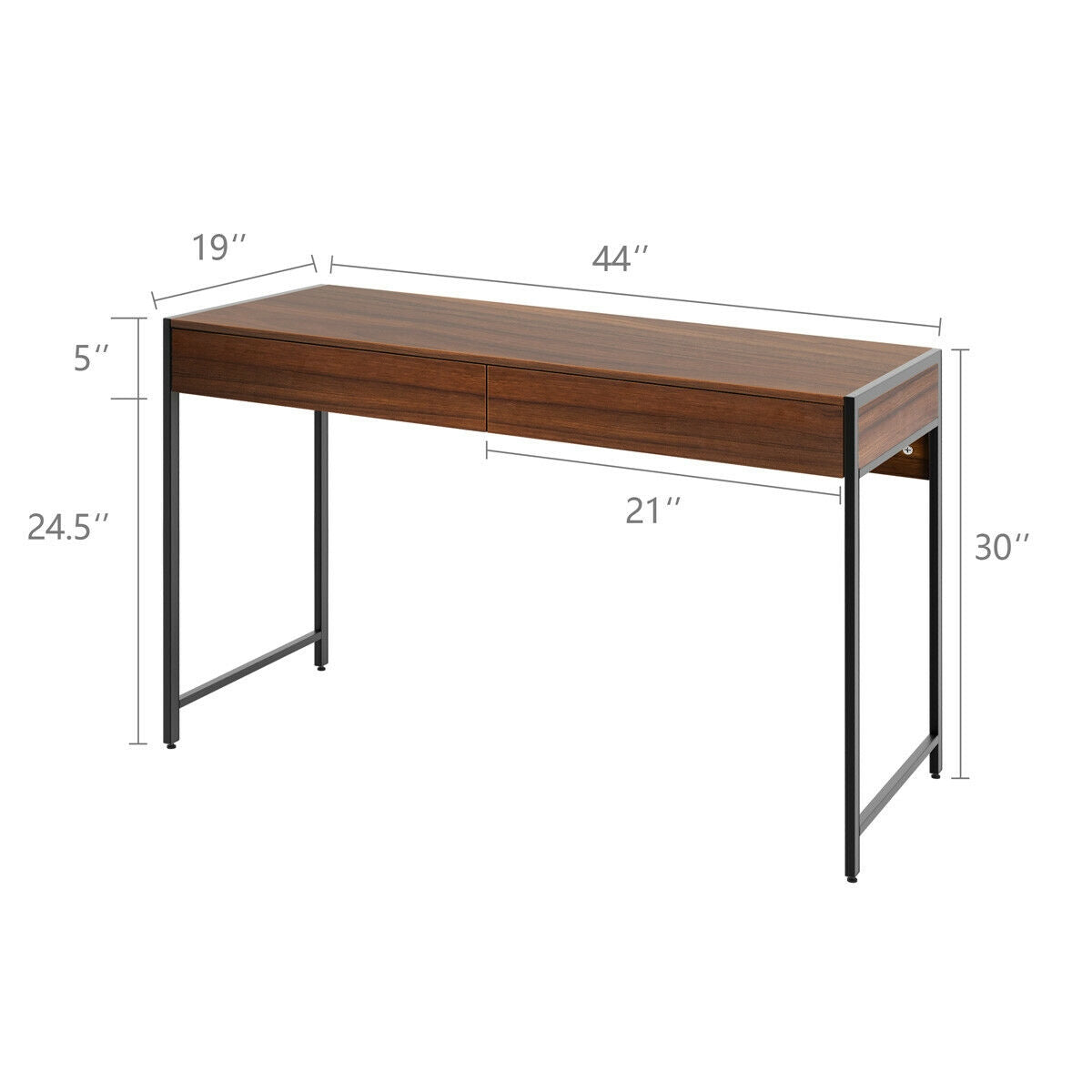 2-Drawer Computer Desk Study Table Home Office Writing Workstation-BrownÂ
