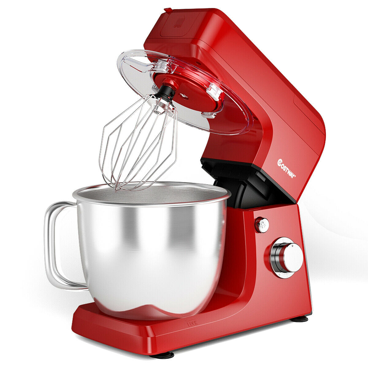 3-in-1 Multi-functional 6-speed Tilt-head Food Stand Mixer-RedÂ