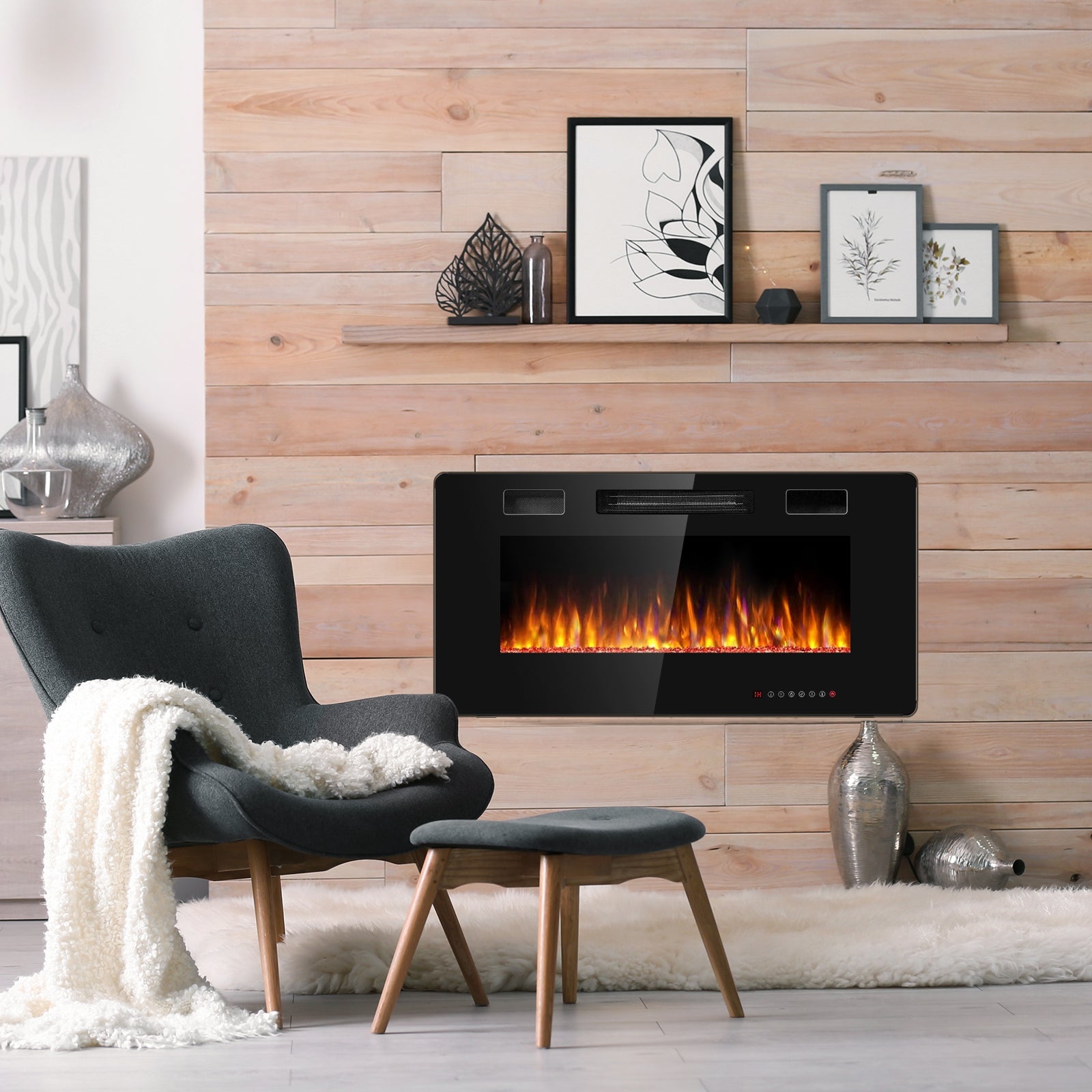 36 Inch Ultra Thin Wall Mounted Electric FireplaceÂ