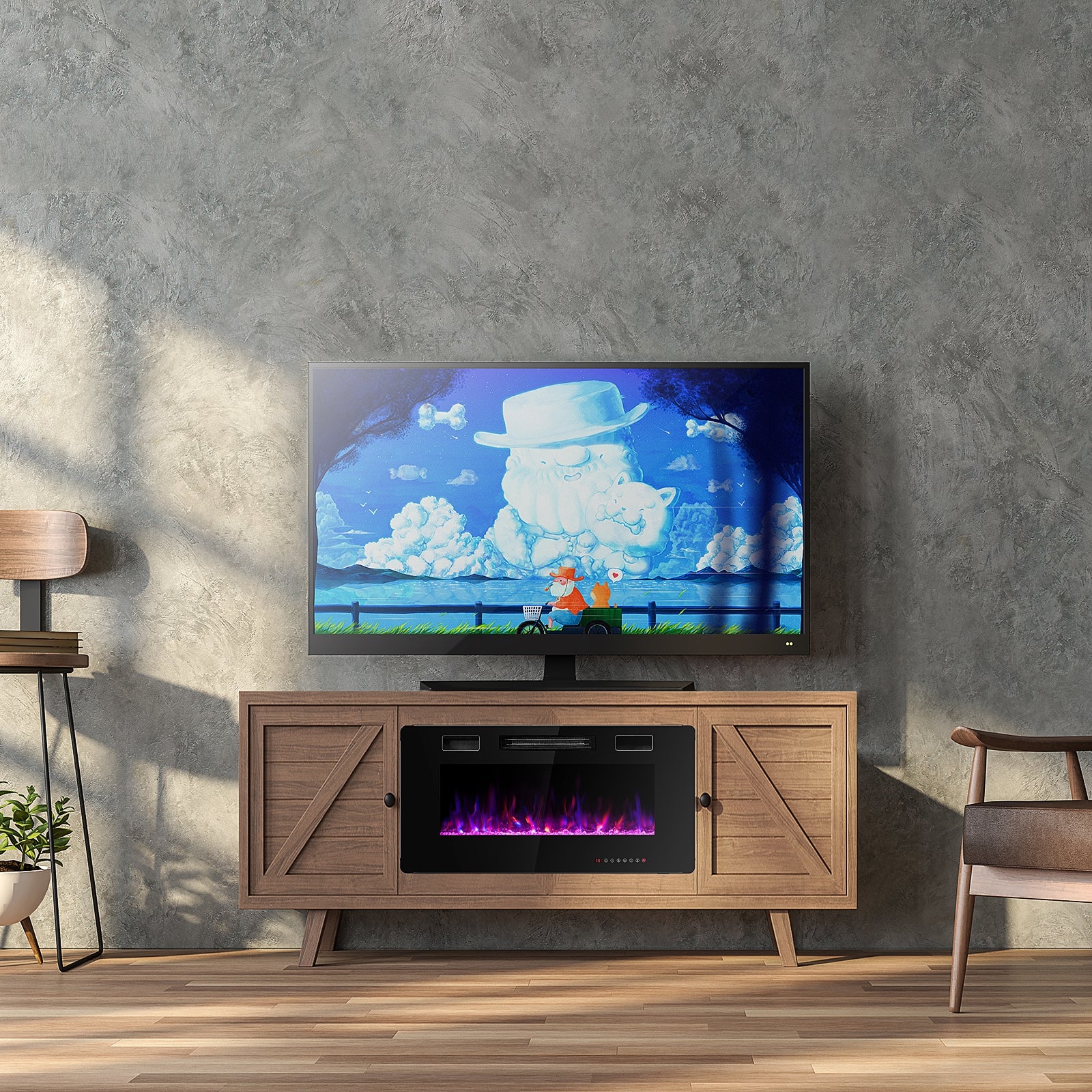 36 Inch Ultra Thin Wall Mounted Electric FireplaceÂ