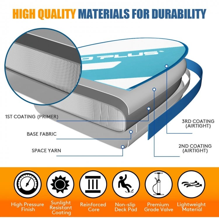 10 Feet Inflatable Stand Up Paddle Board 6 Inch Thick with Accessory Pack