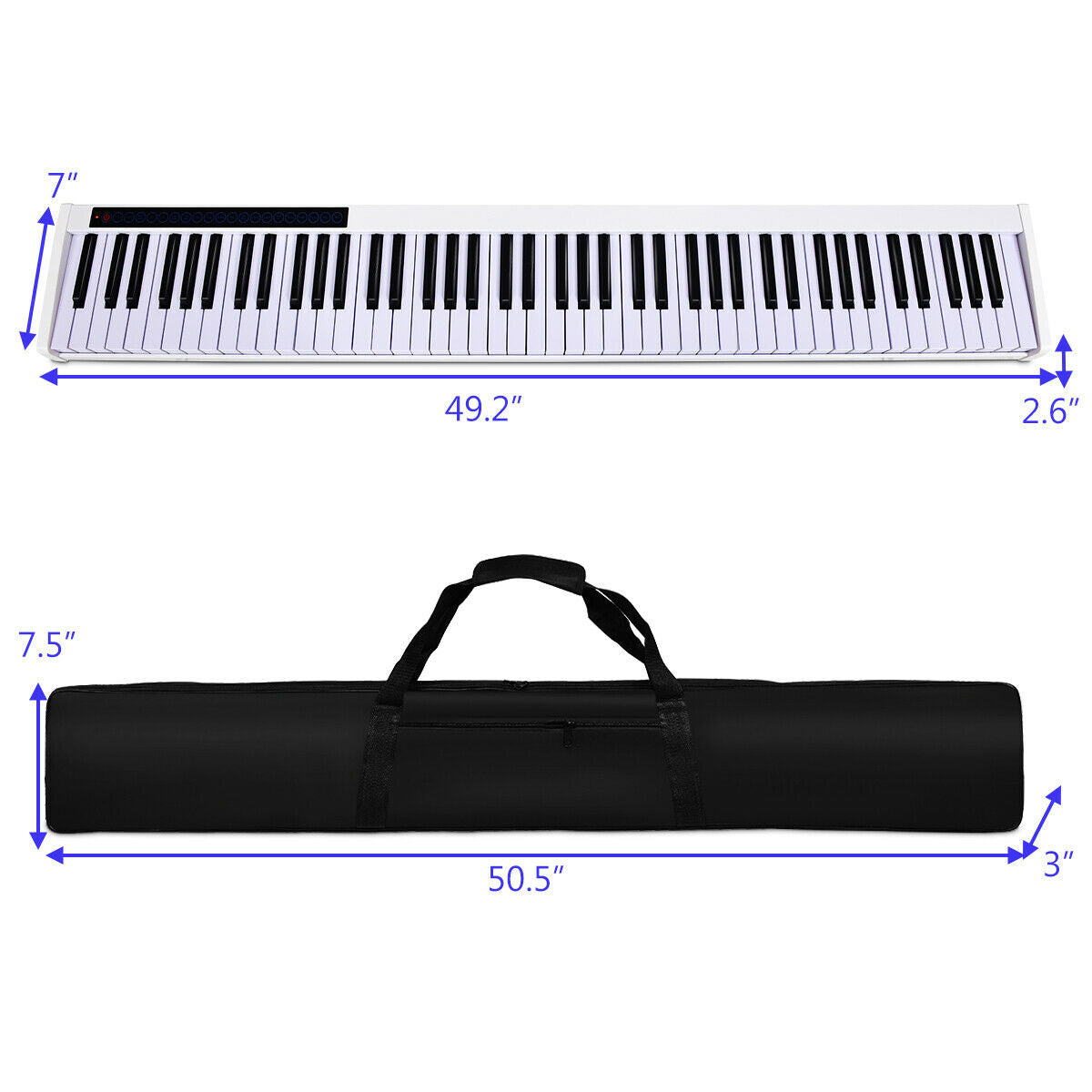 88-Key Portable Electronic Piano with Voice Function-WhiteÂ