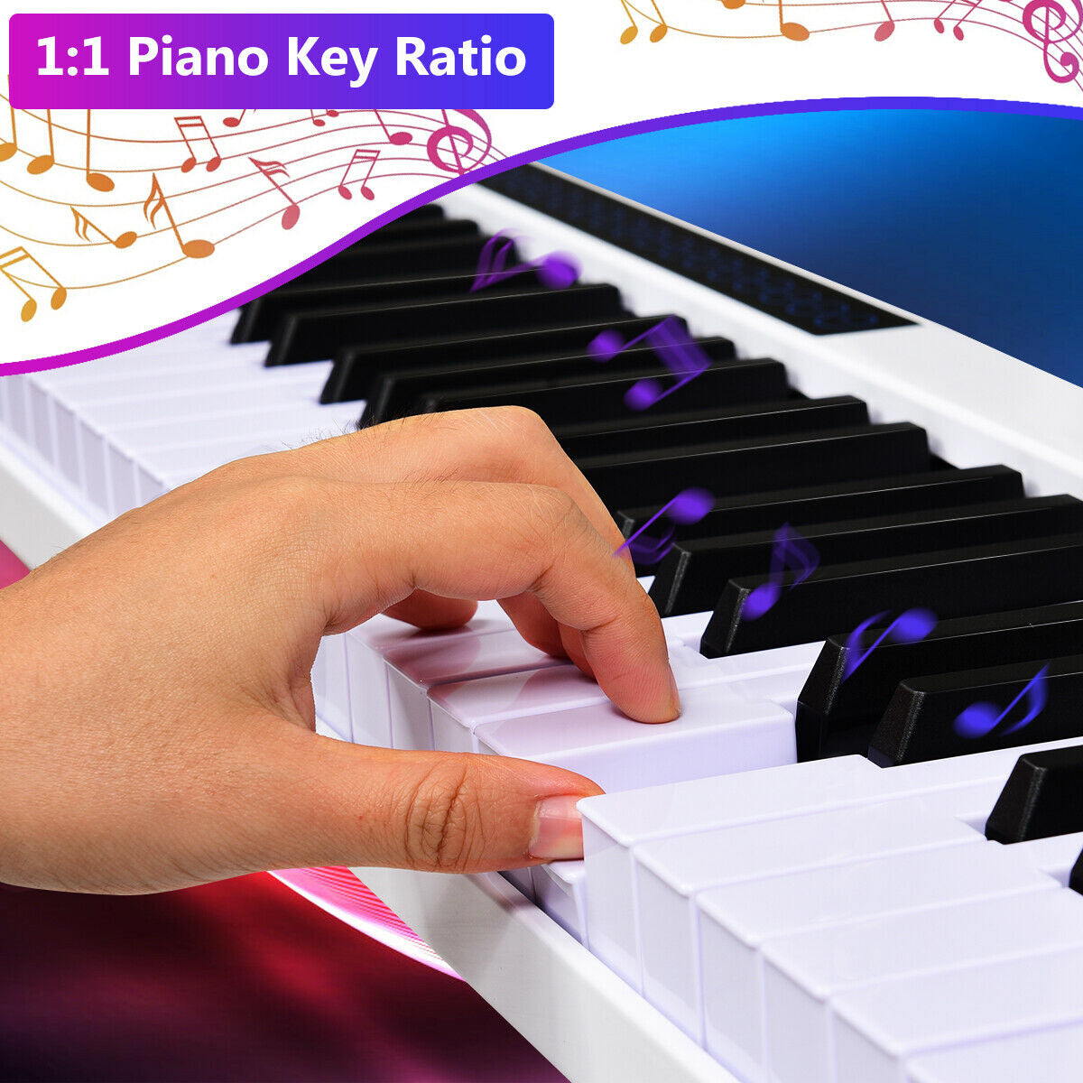 88-Key Portable Electronic Piano with Voice Function-WhiteÂ
