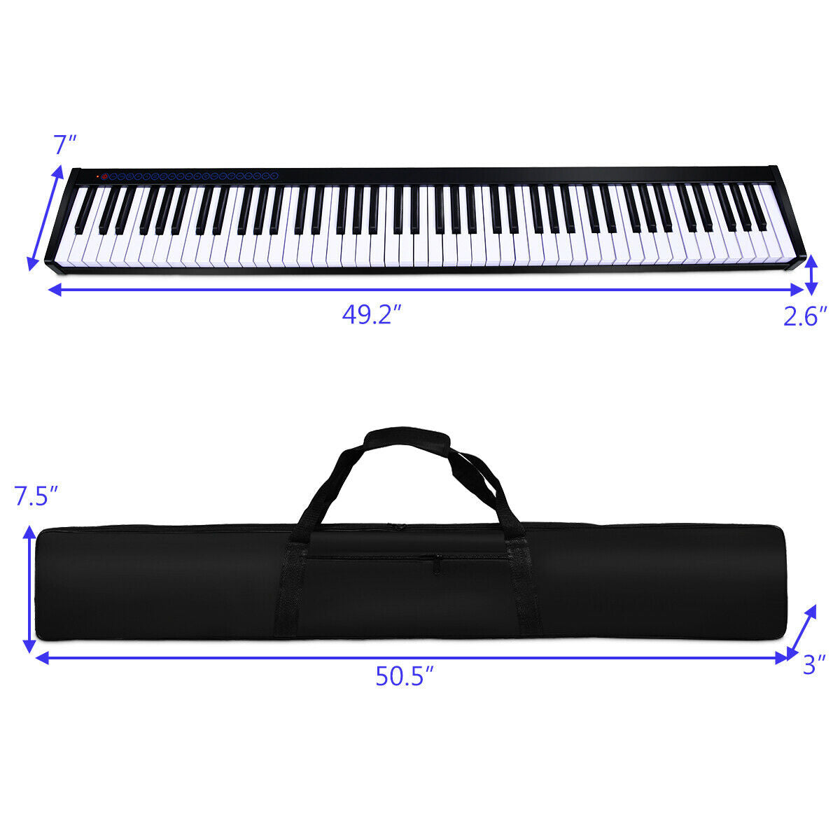 88-Key Portable Electronic Piano with  Voice Function-BlackÂ