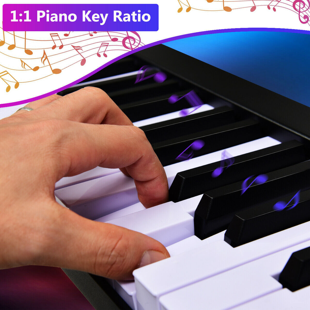 88-Key Portable Electronic Piano with  Voice Function-BlackÂ