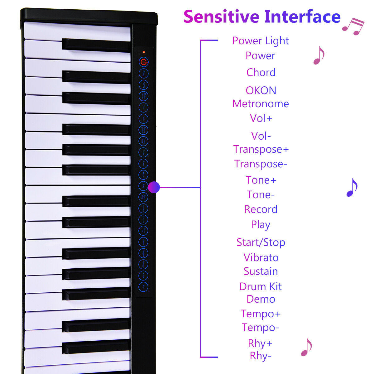 88-Key Portable Electronic Piano with  Voice Function-BlackÂ