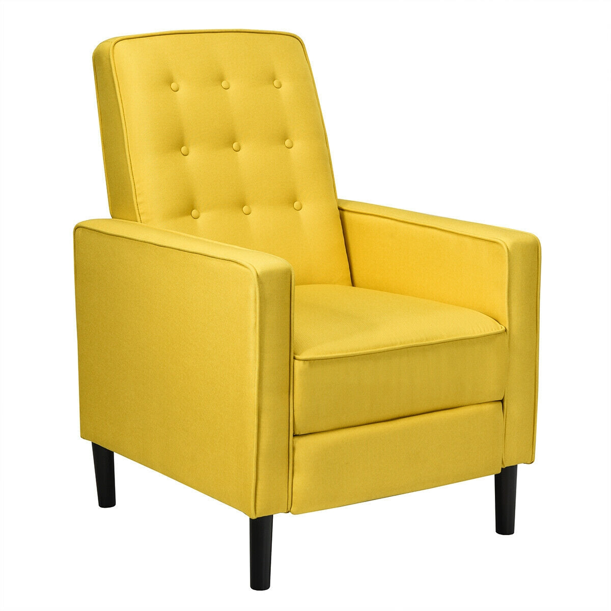 Mid-Century Push Back Recliner Chair-YellowÂ
