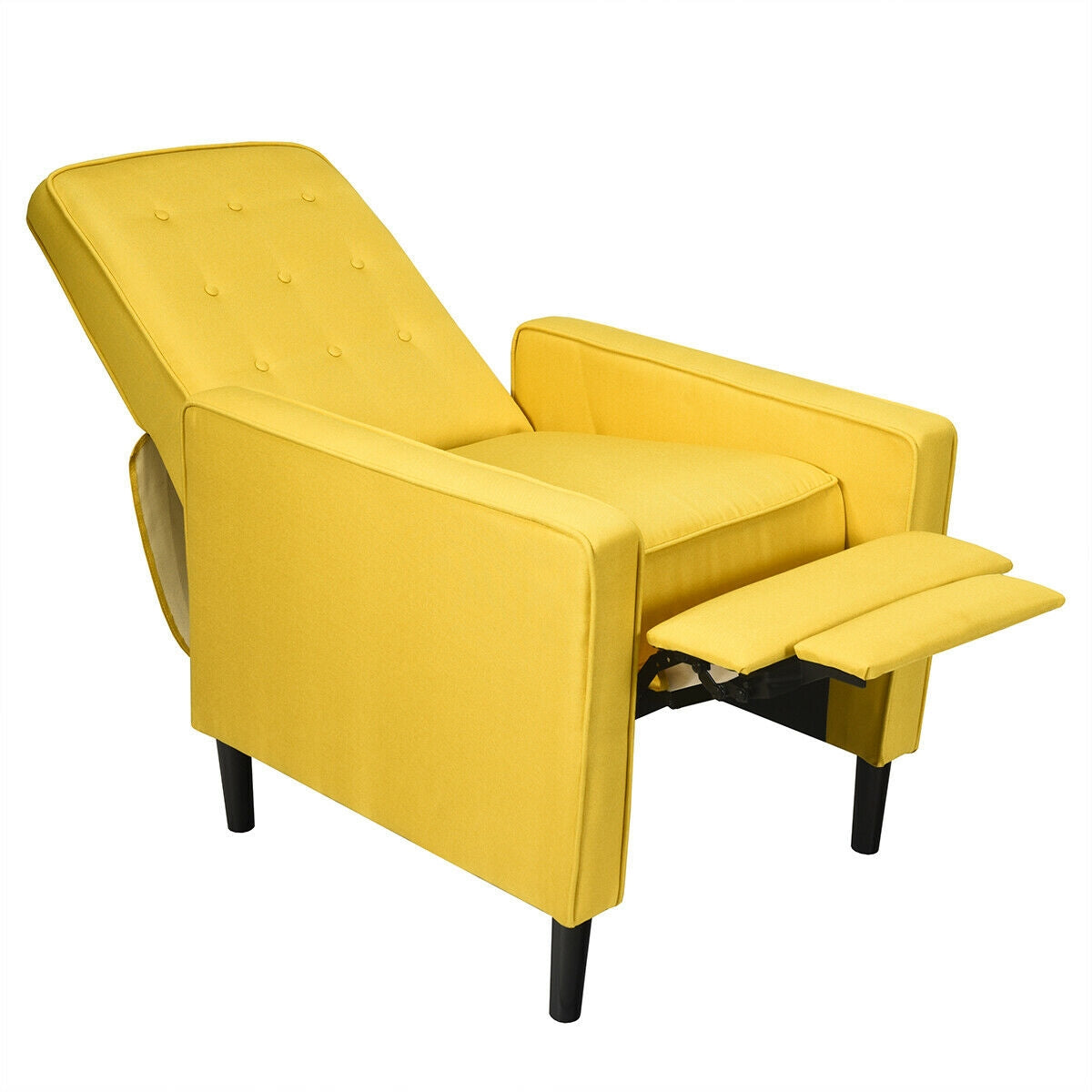 Mid-Century Push Back Recliner Chair-YellowÂ