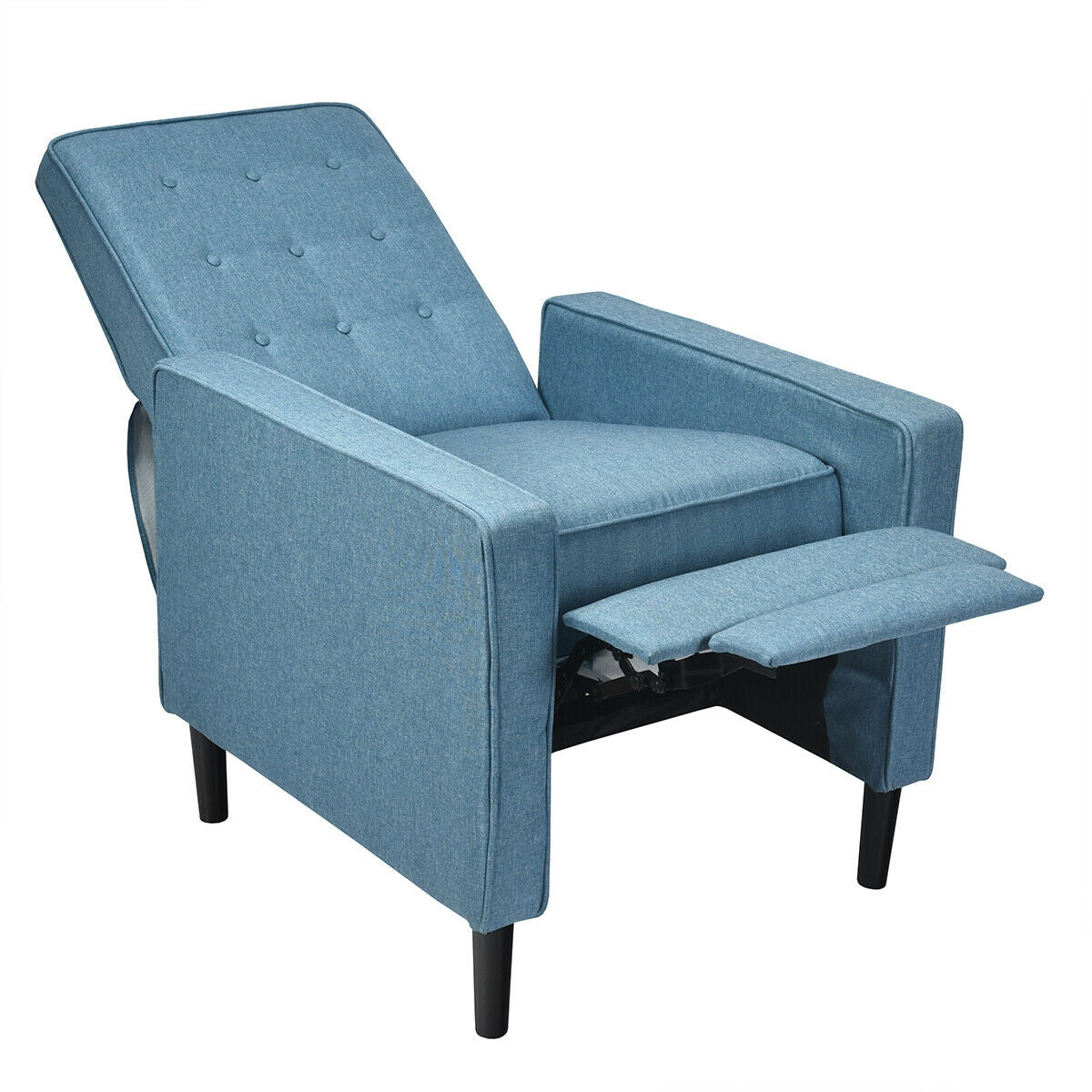 Mid-Century Push Back Recliner Chair-BlueÂ