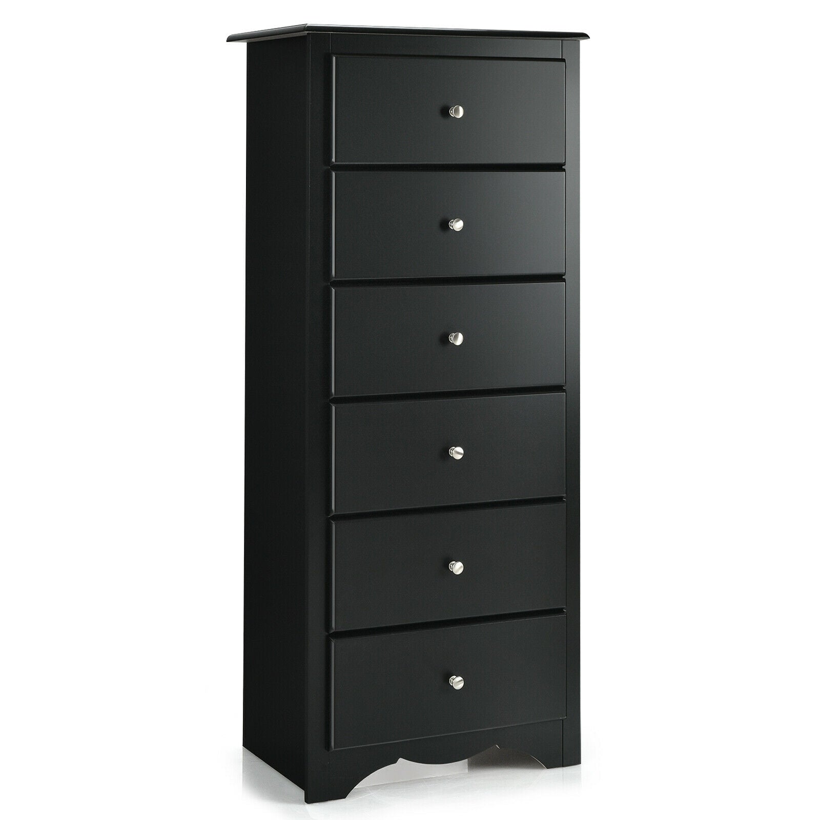 6 Drawers Chest Dresser Clothes Storage Bedroom Furniture Cabinet-BlackÂ