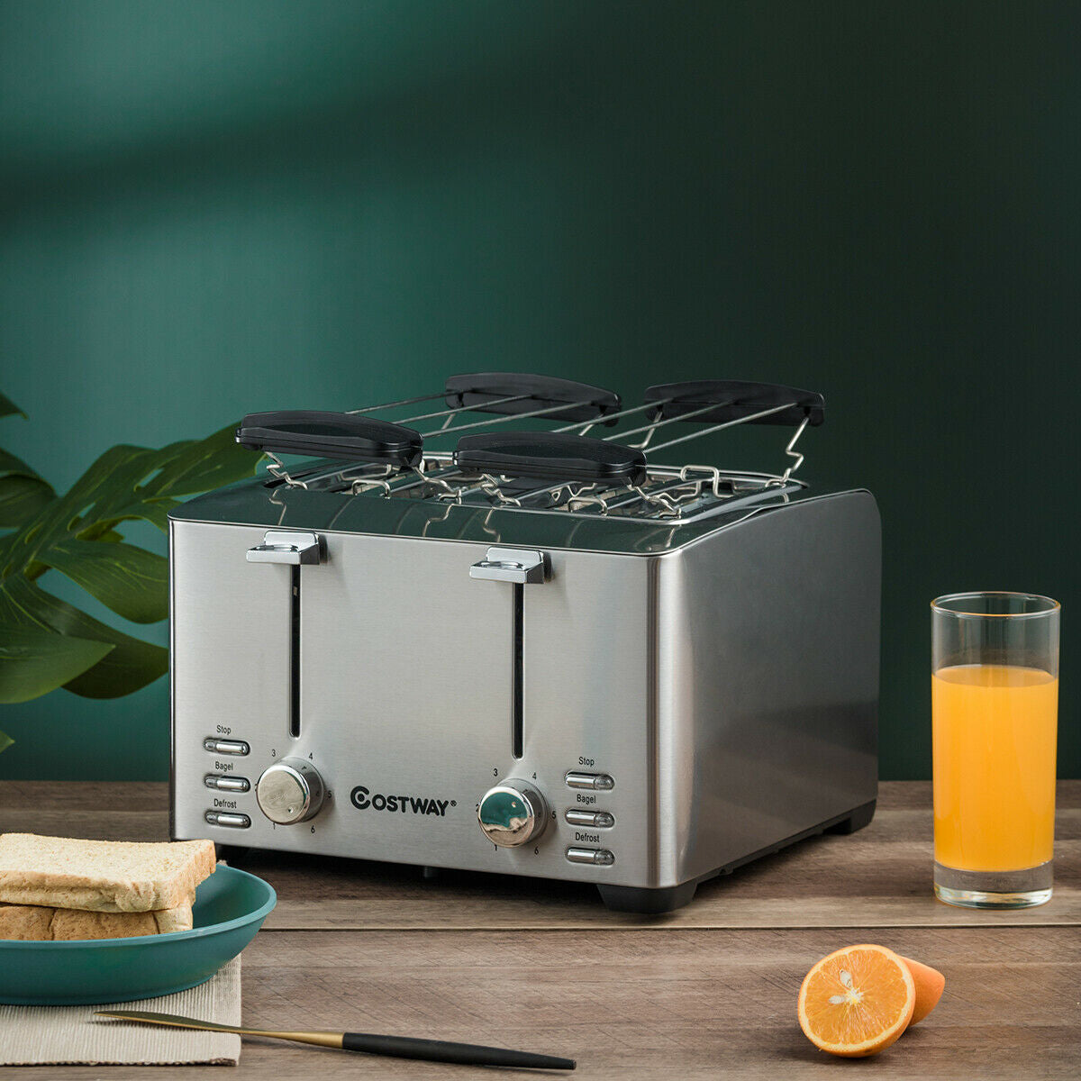 Extra-Wide Slot Stainless Steel 4 Slice ToasterÂ