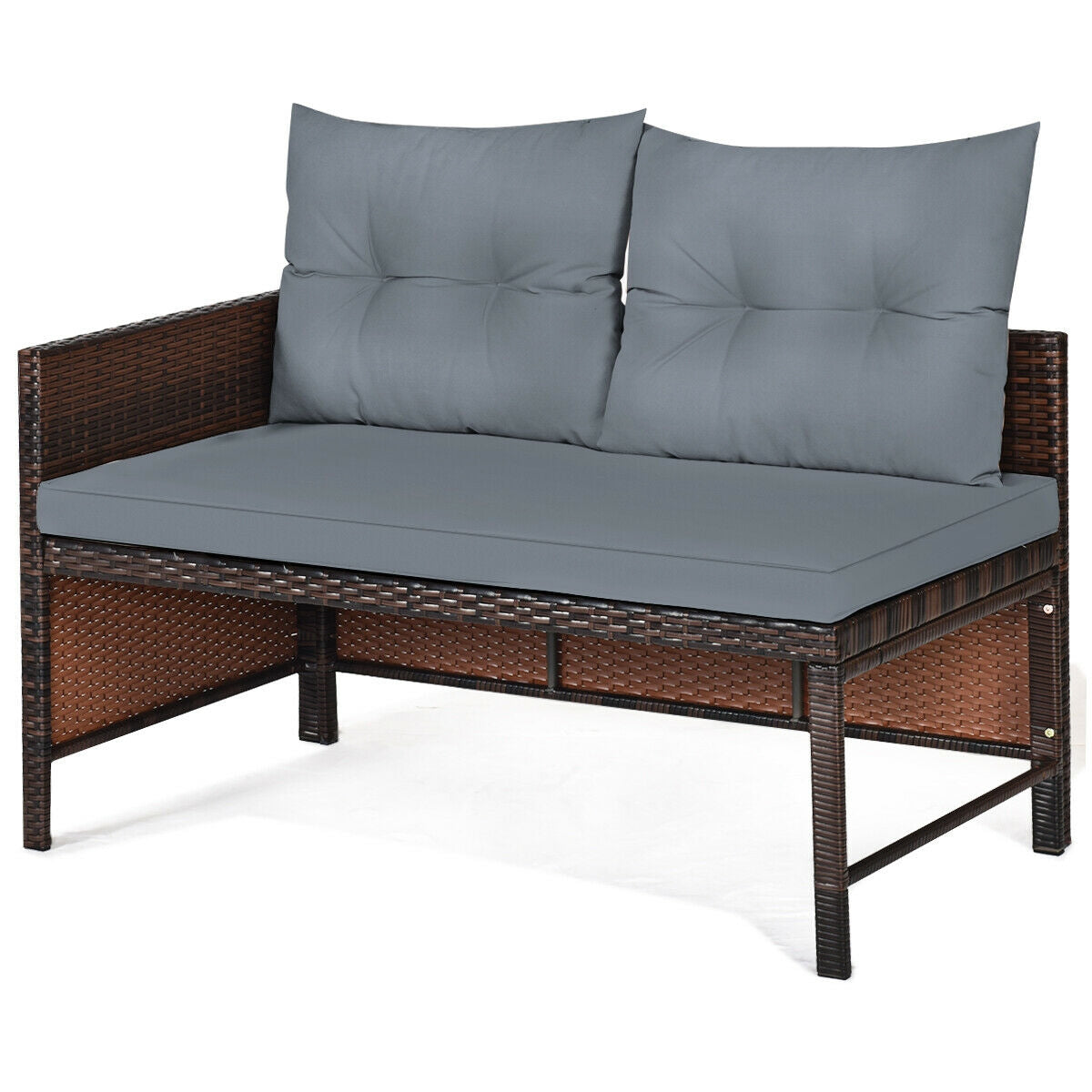 3 Pieces Patio Wicker Rattan Sofa Set-GrayÂ