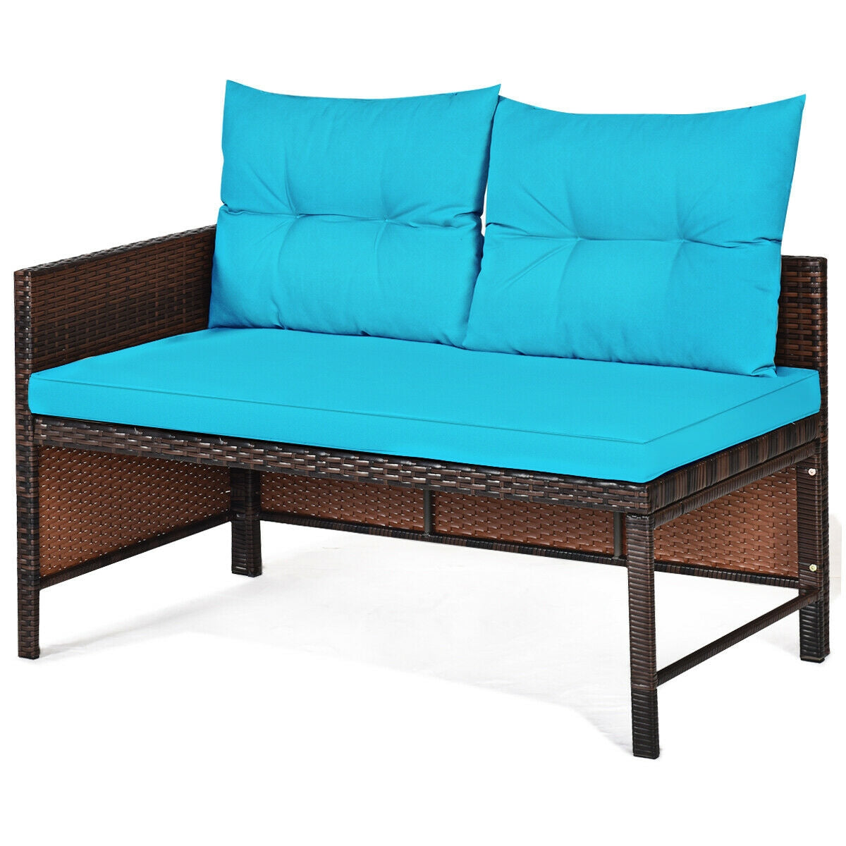 3 Pieces Patio Wicker Rattan Sofa Set-TurquoiseÂ