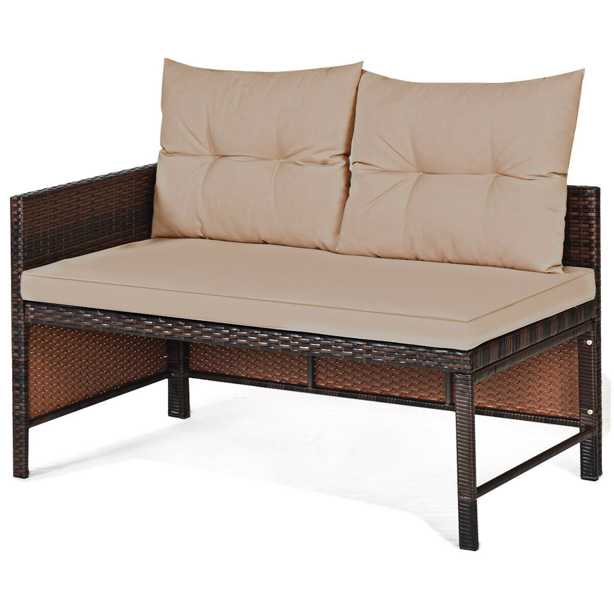 3 Pieces Patio Wicker Rattan Sofa Set-BeigeÂ