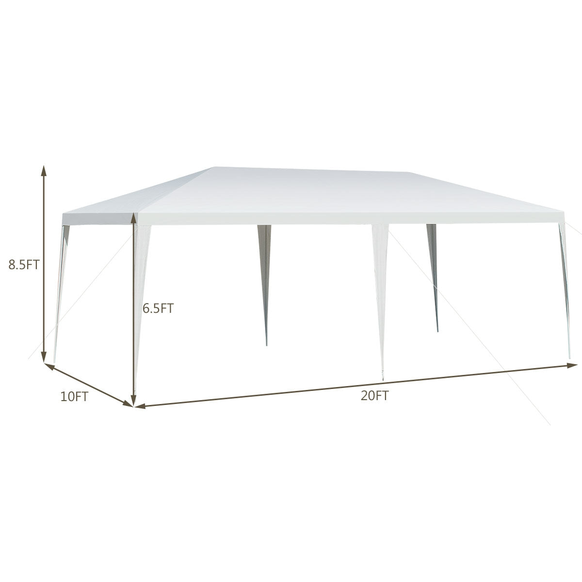 10 x 20 Feet Waterproof Canopy Tent with Tent Peg and Wind RopeÂ
