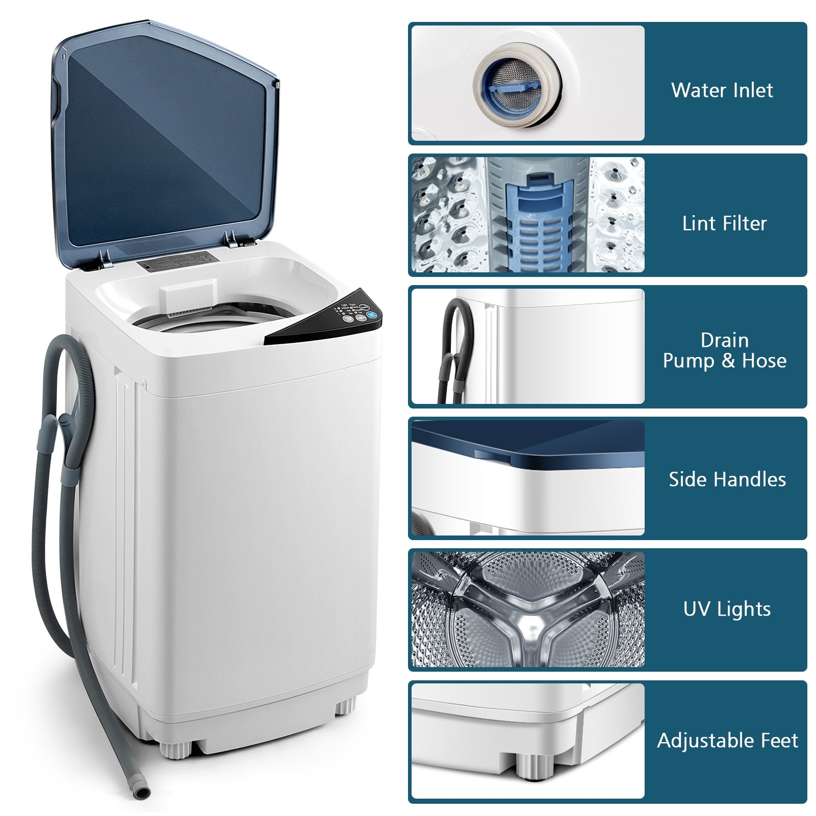 Full-automatic Washing Machine 7.7 lbs Washer / Spinner Germicidal-BlueÂ