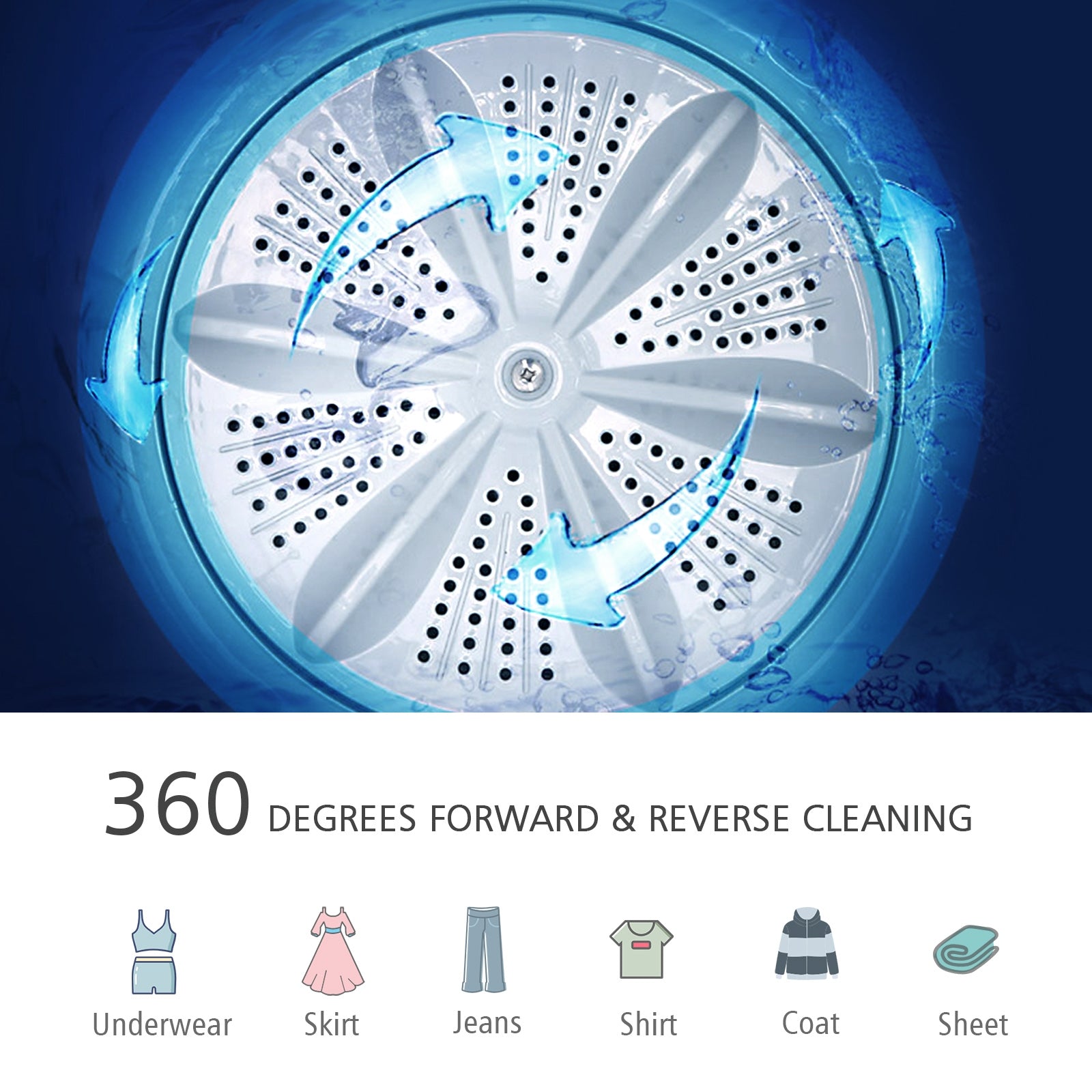 Full-automatic Washing Machine 7.7 lbs Washer / Spinner Germicidal-BlueÂ