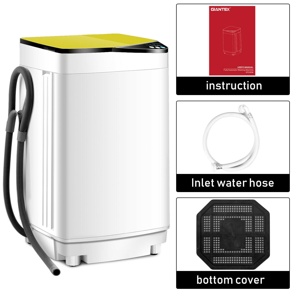 Full-automatic Washing Machine 7.7 lbs Washer / Spinner Germicidal-YellowÂ