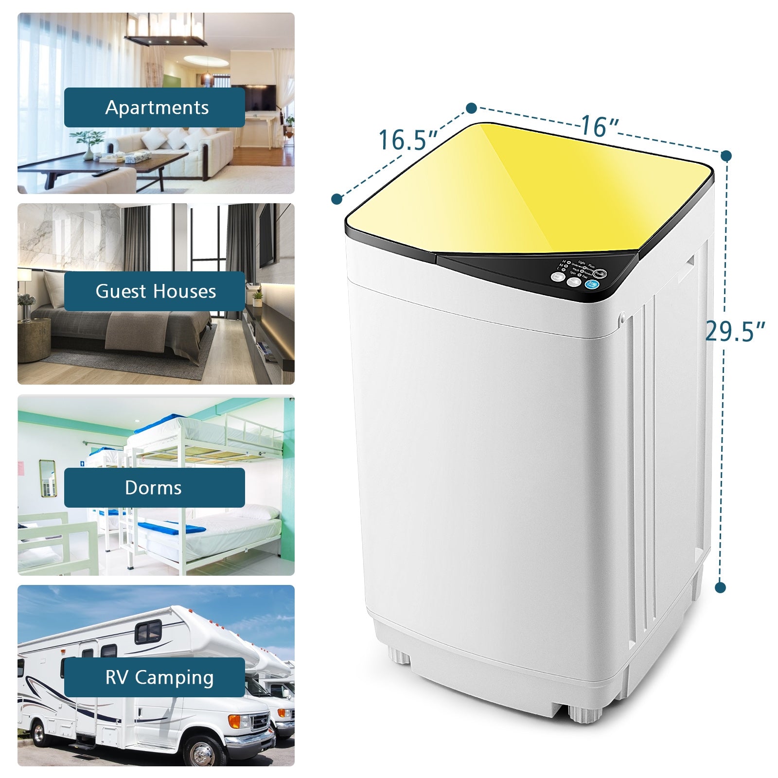 Full-automatic Washing Machine 7.7 lbs Washer / Spinner Germicidal-YellowÂ