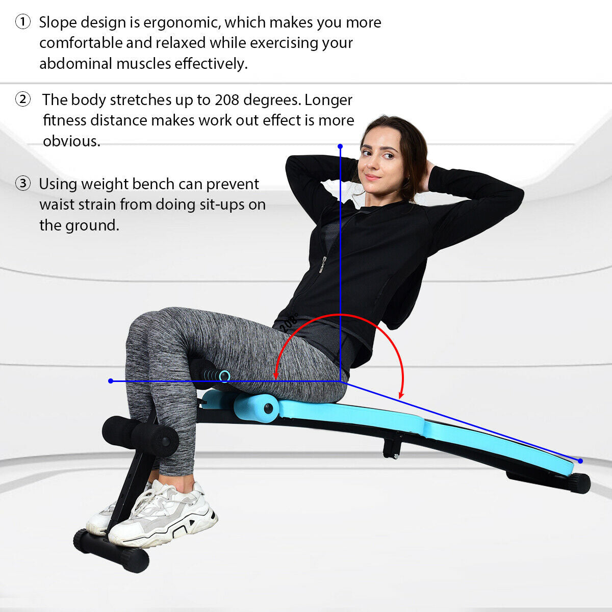 Abdominal Twister Trainer with Adjustable Height Exercise Bench-BlueÂ