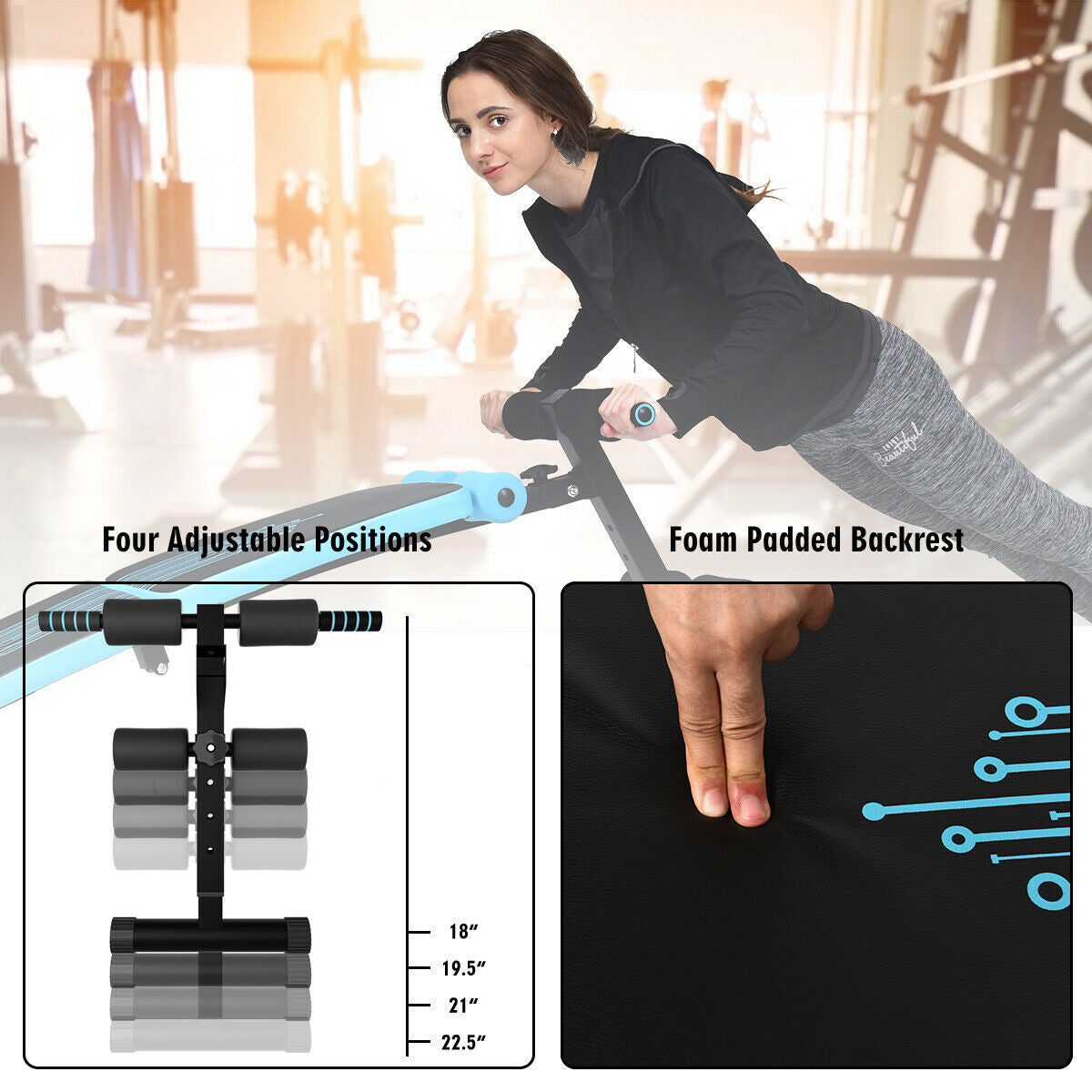 Abdominal Twister Trainer with Adjustable Height Exercise Bench-BlueÂ