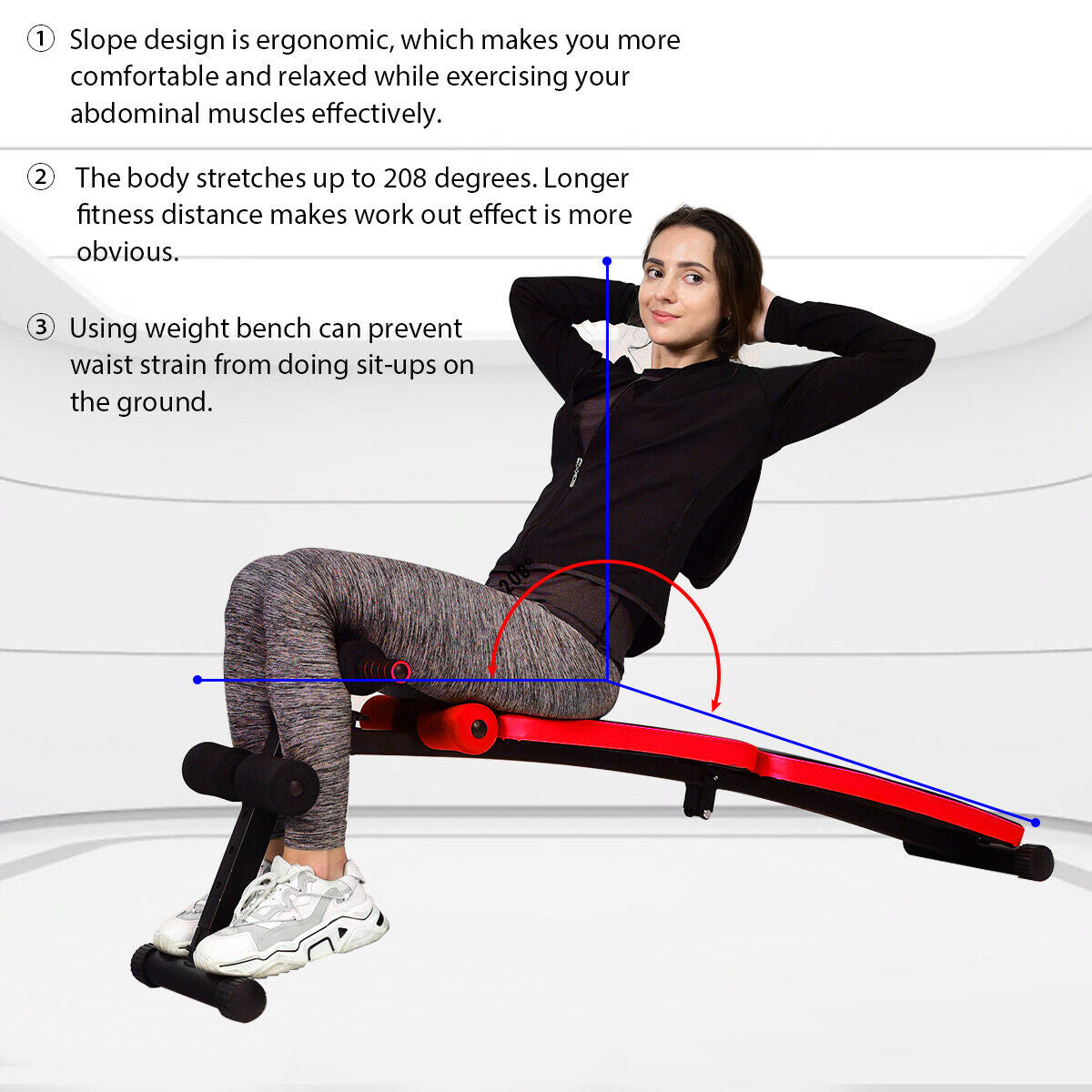 Abdominal Twister Trainer with Adjustable Height Exercise Bench-RedÂ