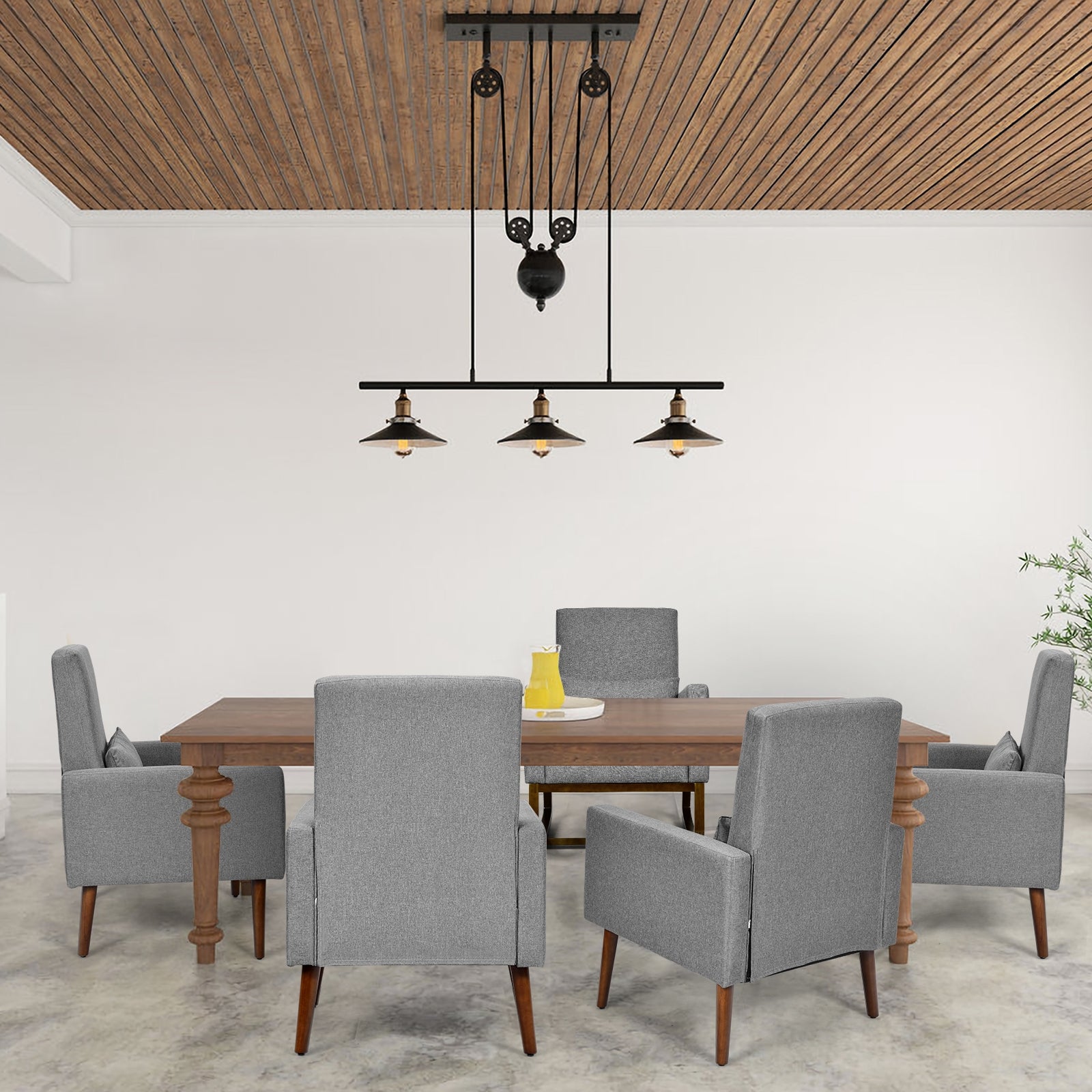 2-in-1 Fabric Upholstered Rocking Chair with Pillow-GrayÂ