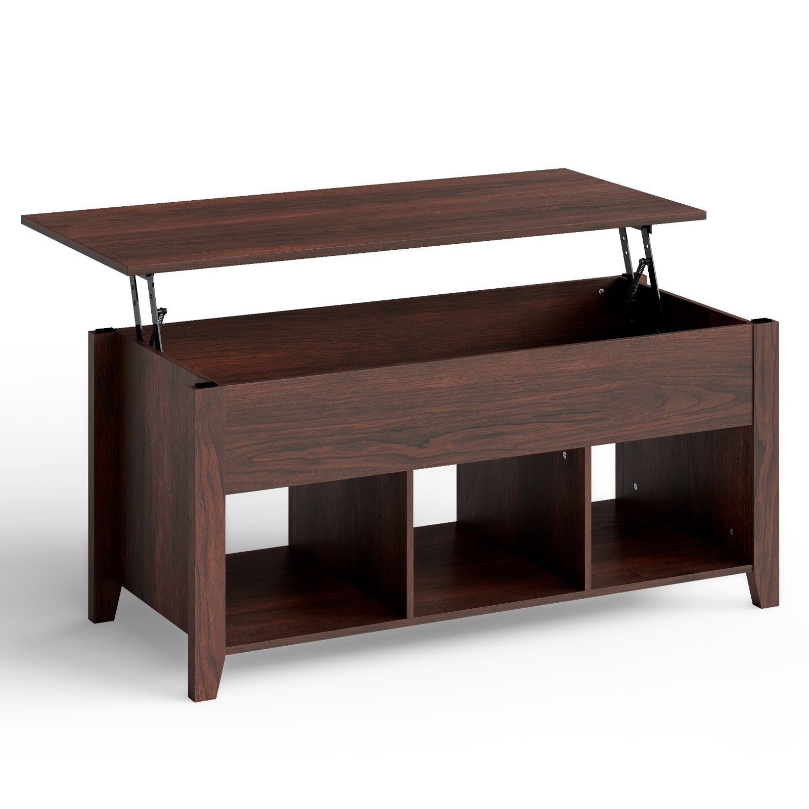 Lift Top Coffee Table with Storage Lower Shelf-BrownÂ