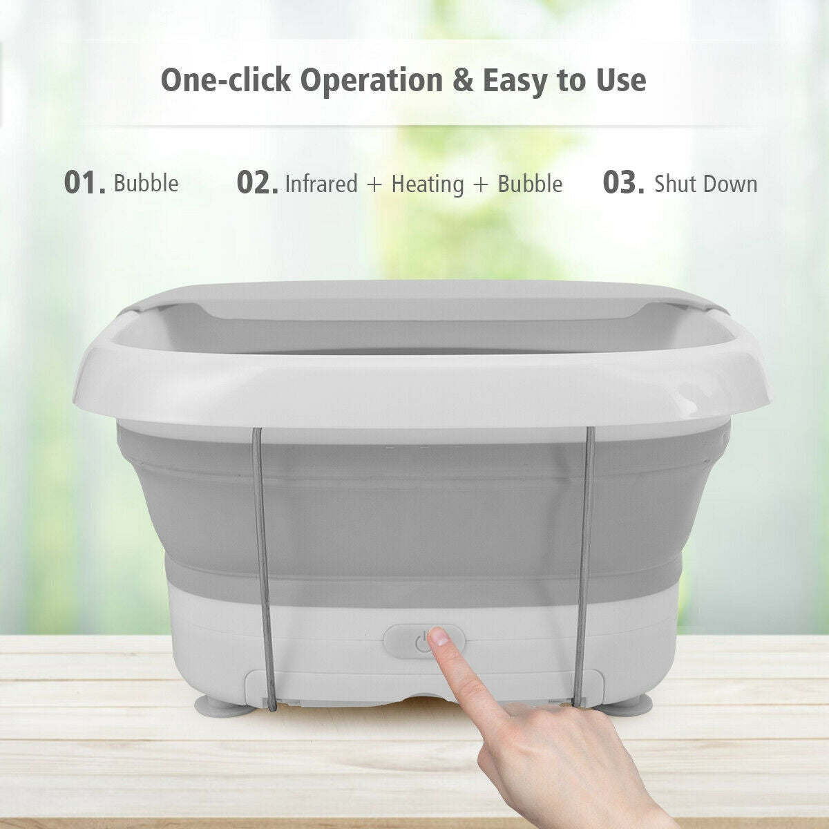 Foot Spa Bath Motorized Massager with Heat Red Light-GrayÂ